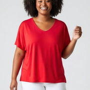 Magna Basic Viskose T-Shirt Rot