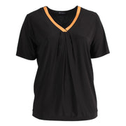 B-2312 - Fließendes Tape-Shirt mit V-Ausschnitt in Orange