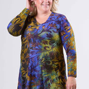 Magna Tuniek met Lange Mouwen van Mesh A-lijn Fall Leaves Paars