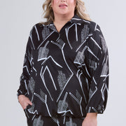 Magna Easy Wear Blouse with Elastic Triangle Sketch Black