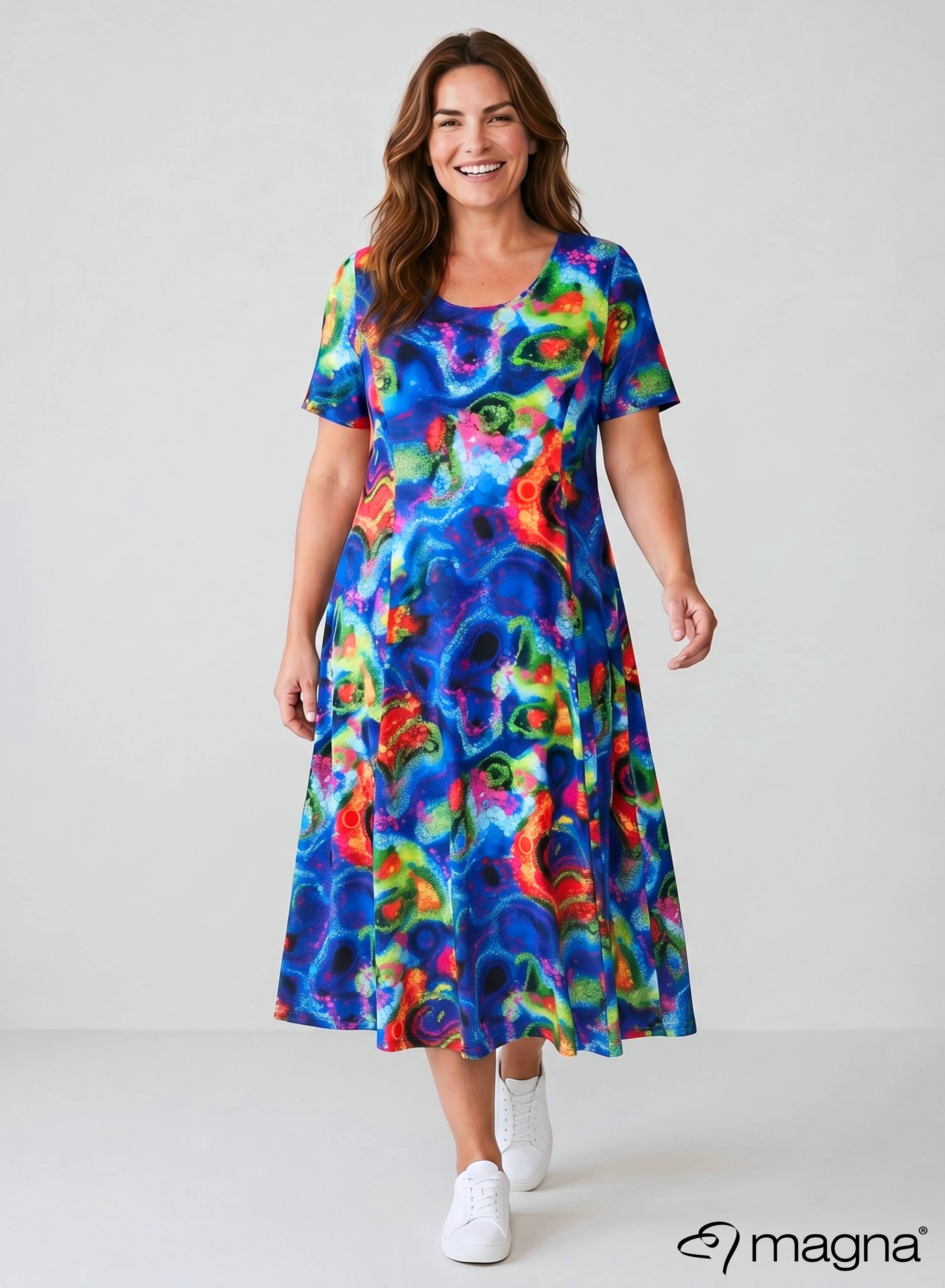 a line multicolor dress Magna Long A-line Dress Multicolor Universe Design – MyStyleSquad