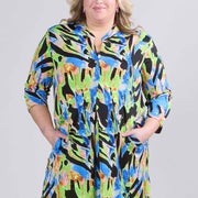Magna A-Linien-Tunika mit langen Taschen, Fluo Splash Blau