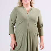 Magna A-Line Long Pocket Tunic Green Willow