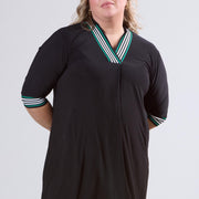 Magna V-Neck Wide Trim Pocket Tunic Green Black White