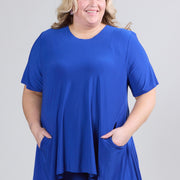 Magna Großzügige Taschentunika Halbarm Königsblau