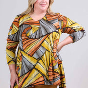 Magna Warme Tuniek met Royale Zakken Ochre Rust Maze