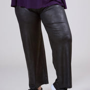 Magna Leather Look Elastic Trouser Black