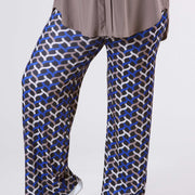 Magna Wide Leg Elastic Broek Woven Design Koningsblauw Zand