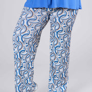 Magna Wijd-Pijp Elastische Broek Blauw-Zand Ringen