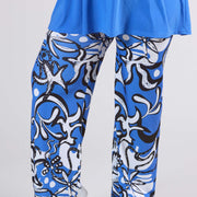 Magna – Elastische Hose mit weitem Bein und Groovy-Muster in Himmelblau