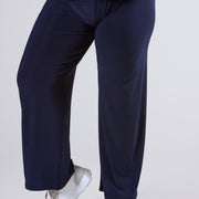 Magna Basic Wide Leg Elastische Travel Broek Marineblauw
