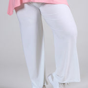 Magna broek met wijde pijpen en elastische tailleband, ivoorwit