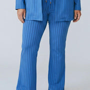 Magna Relaxed Broek met Wijde Pijpen en Pinstripe Blauw