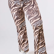 Magna Relaxed Pocket Flared Broek Animal Waves Bruin