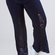 Magna Lace Detail Flared Pants Navy