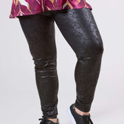 Magna Printed Legging Leather Look Crush Design Zwart