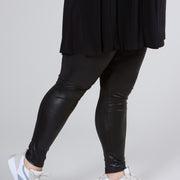 Magna Legging met leerlook, zwart
