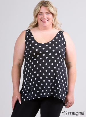 Magna A-Linien-Tanktop Mittelpolka Schwarz