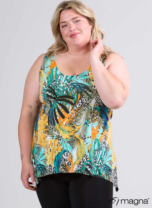 Magna A-Linien-Tanktop Aqua Animal Jungle Print
