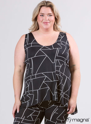 Magna A-Linien-Tanktop Free Geometric Lines Schwarz
