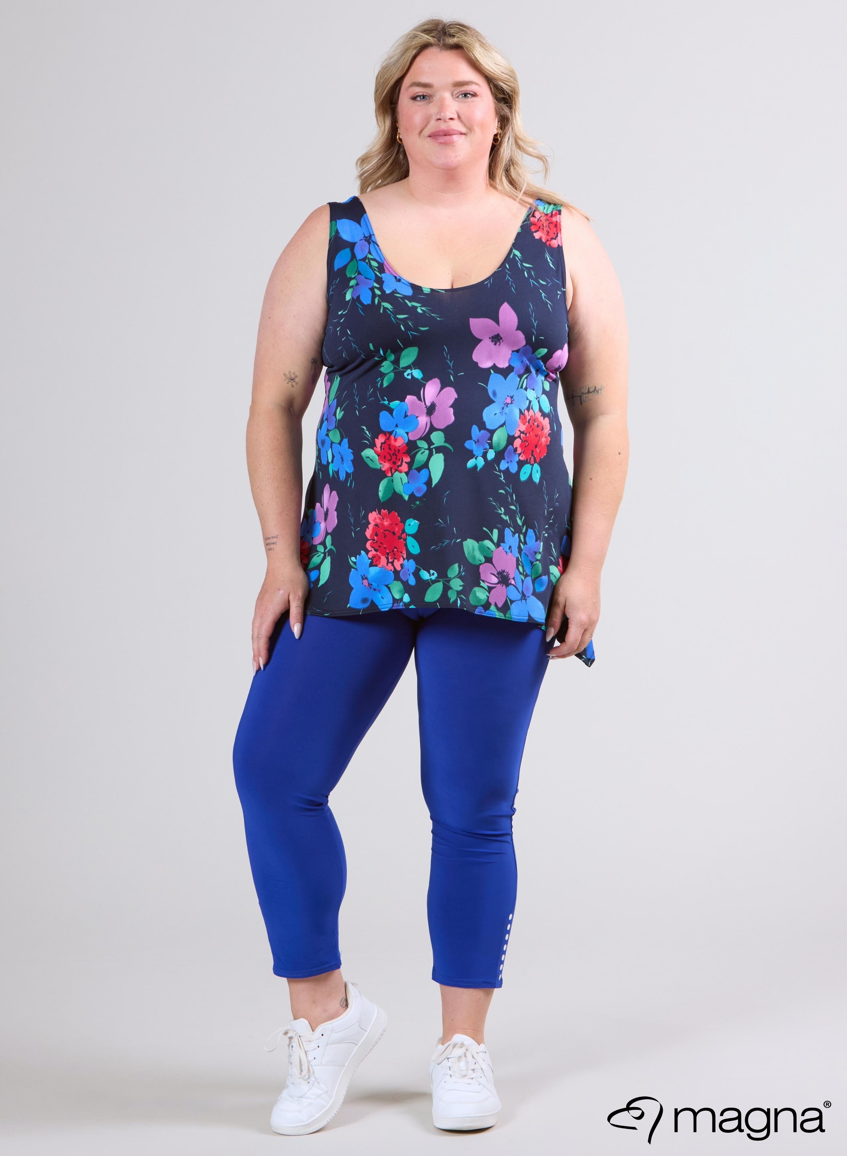 Magna A-Linien-Tanktop Blau/Pflaumenblume