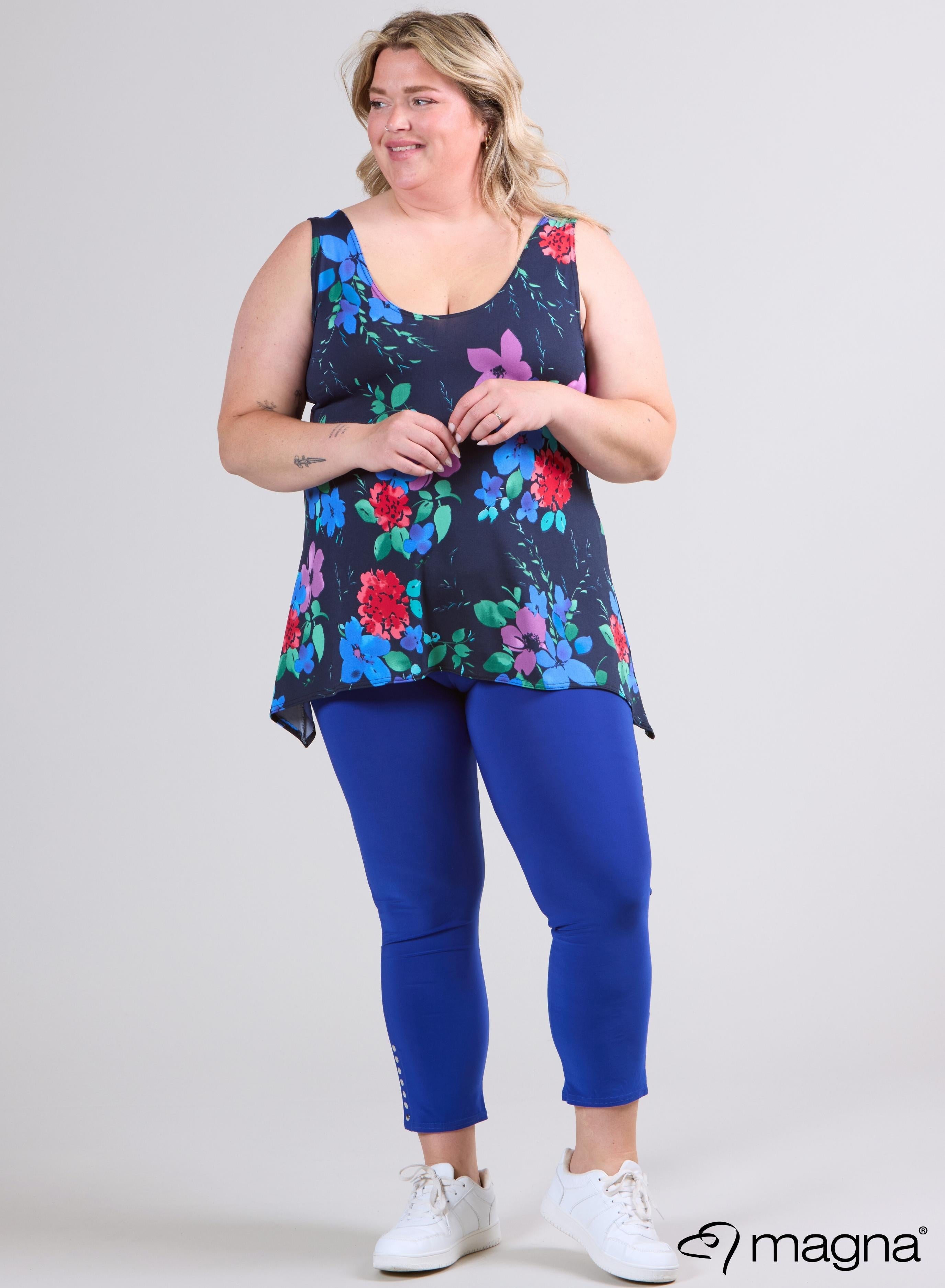 Magna A-Linien-Tanktop Blau/Pflaumenblume
