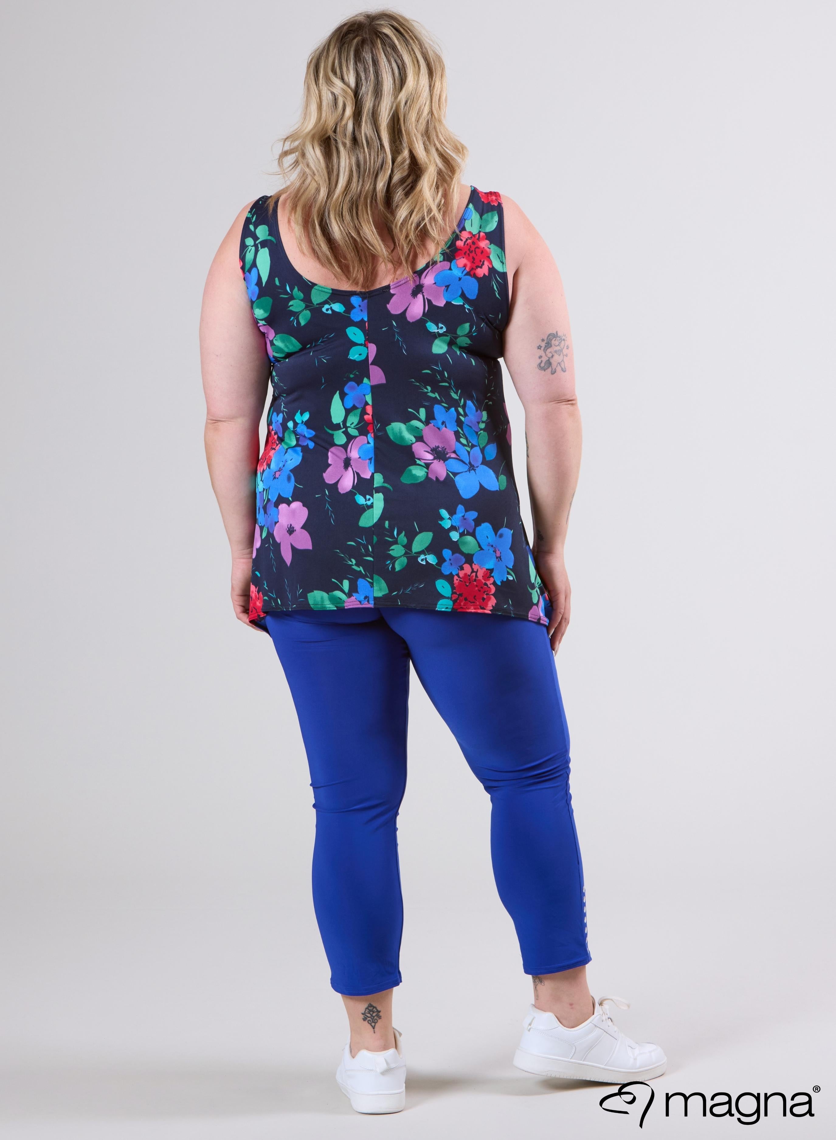 Magna A-Linien-Tanktop Blau/Pflaumenblume