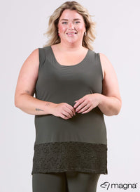 Magna Tank with Lace Khaki