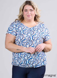 Magna Simple Elastic Band Shirt Blauw Sand Ringen