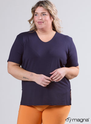 Magna Basis Viscose T-shirt Marine Blauw