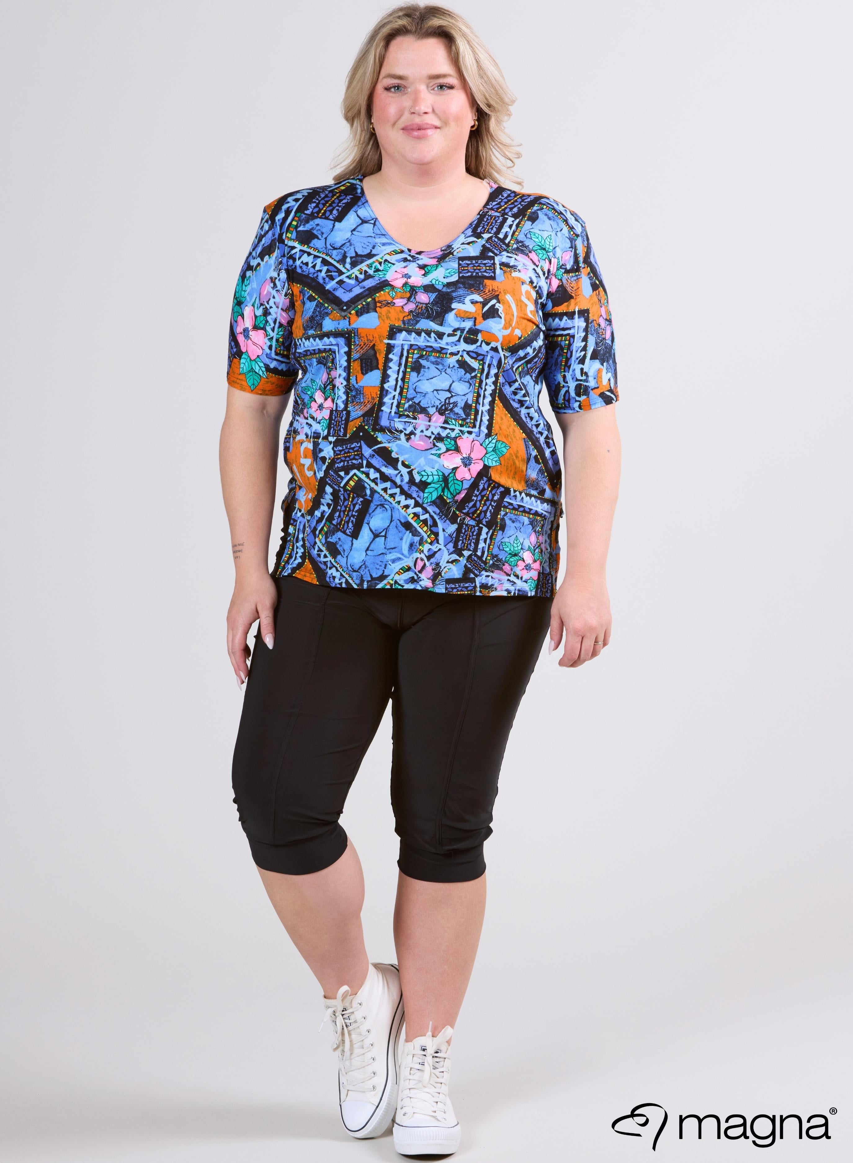 Magna Basic T-shirt Viscose Print Purple Blue Design