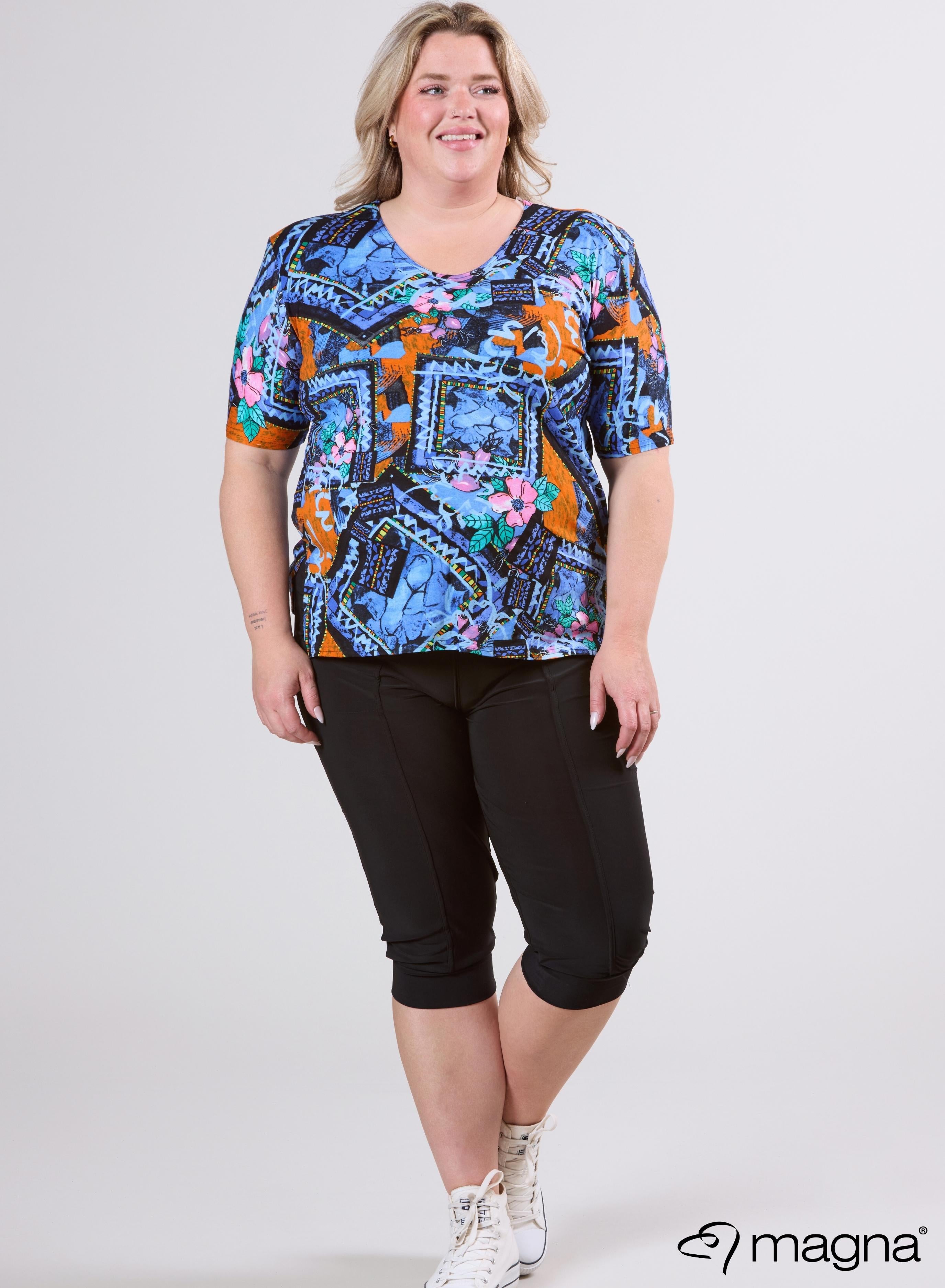 Magna Basic T-shirt Viscose Print Purple Blue Design