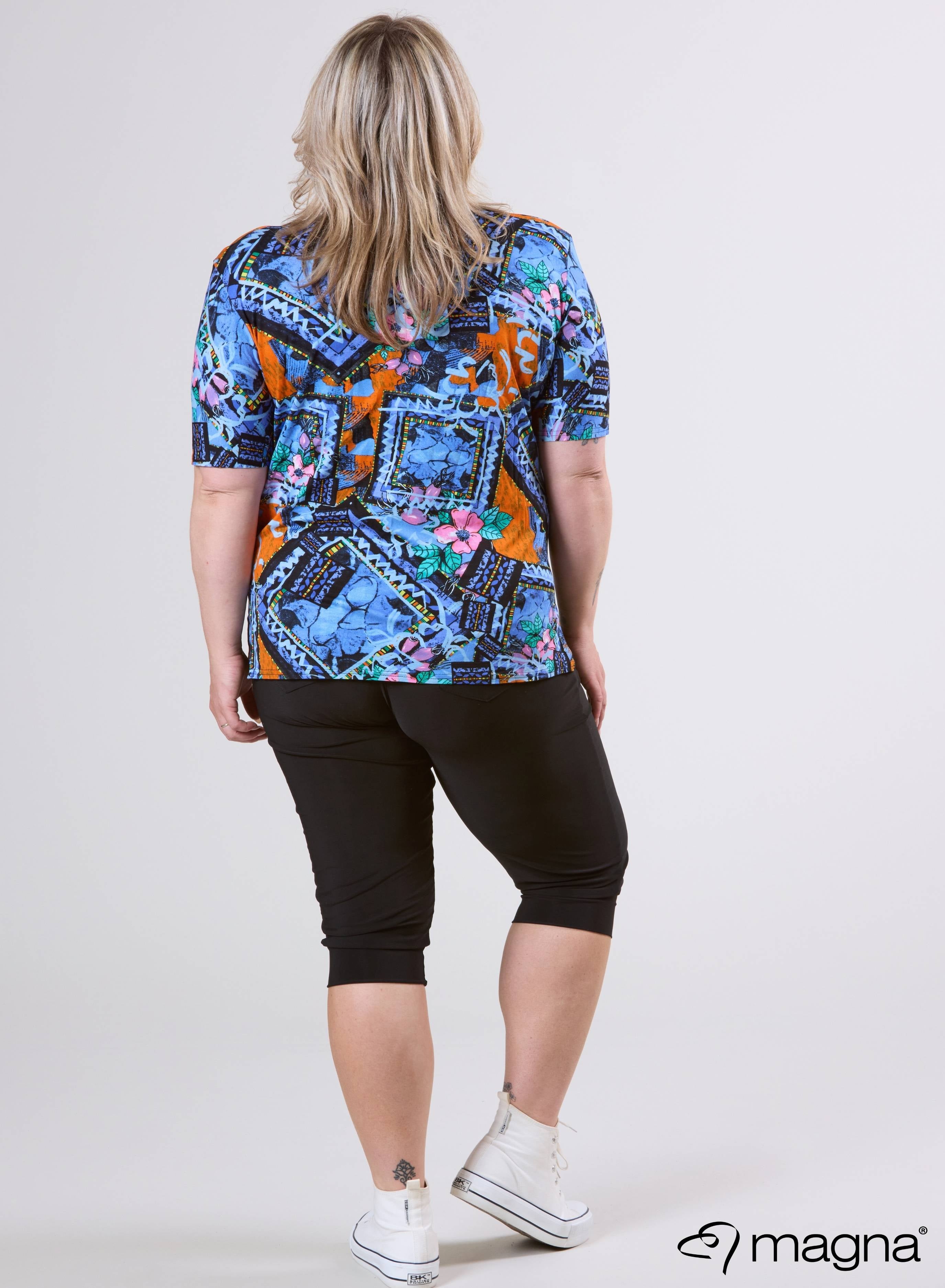 Magna Basic T-shirt Viscose Print Purple Blue Design