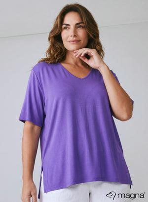 Magna Basic Viskose T-Shirt Lila