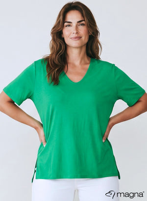 Magna Basic Viskose T-Shirt Grün