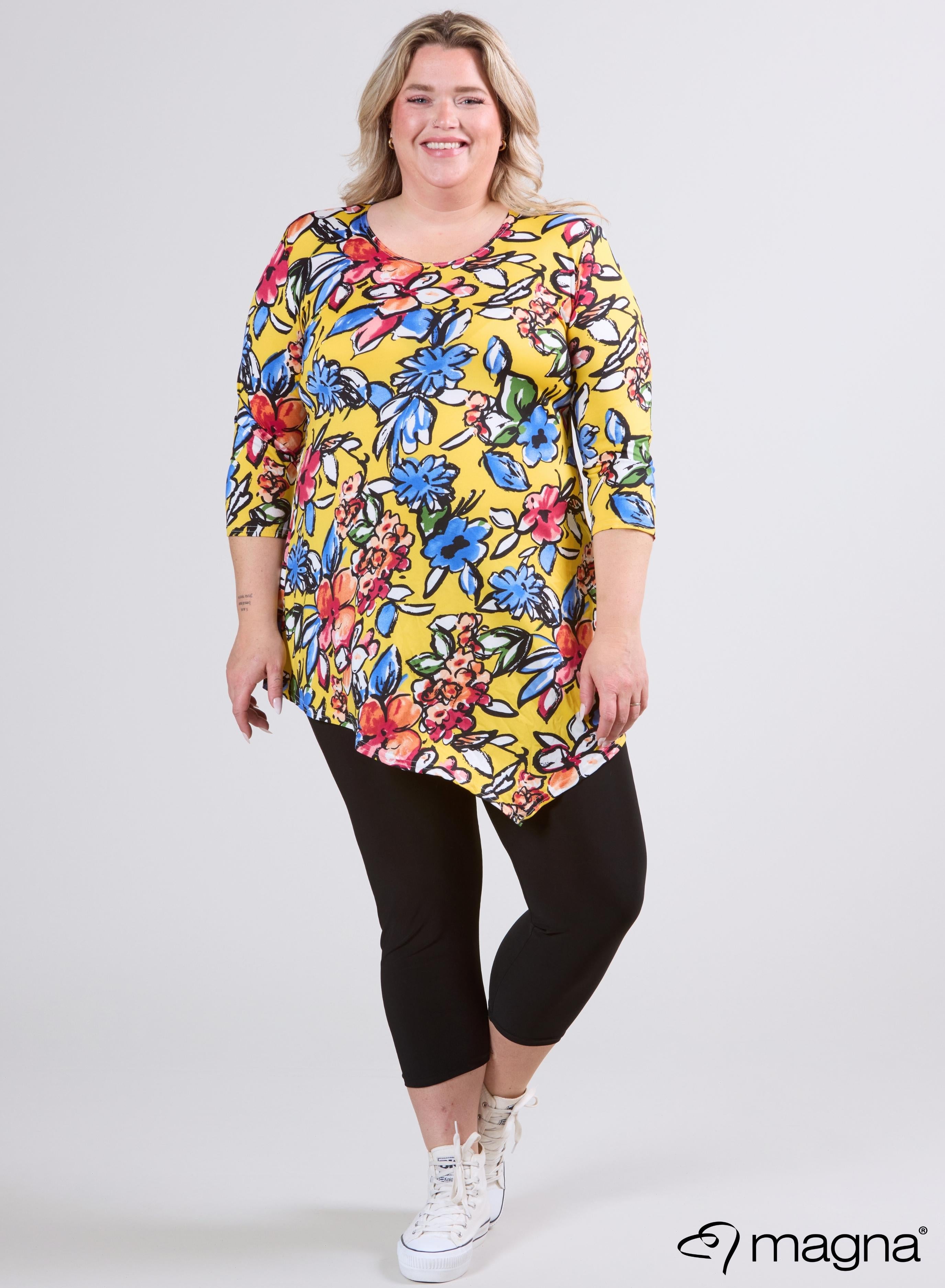 Magna Long Triangle Shirt / Tunic Flower Yellow