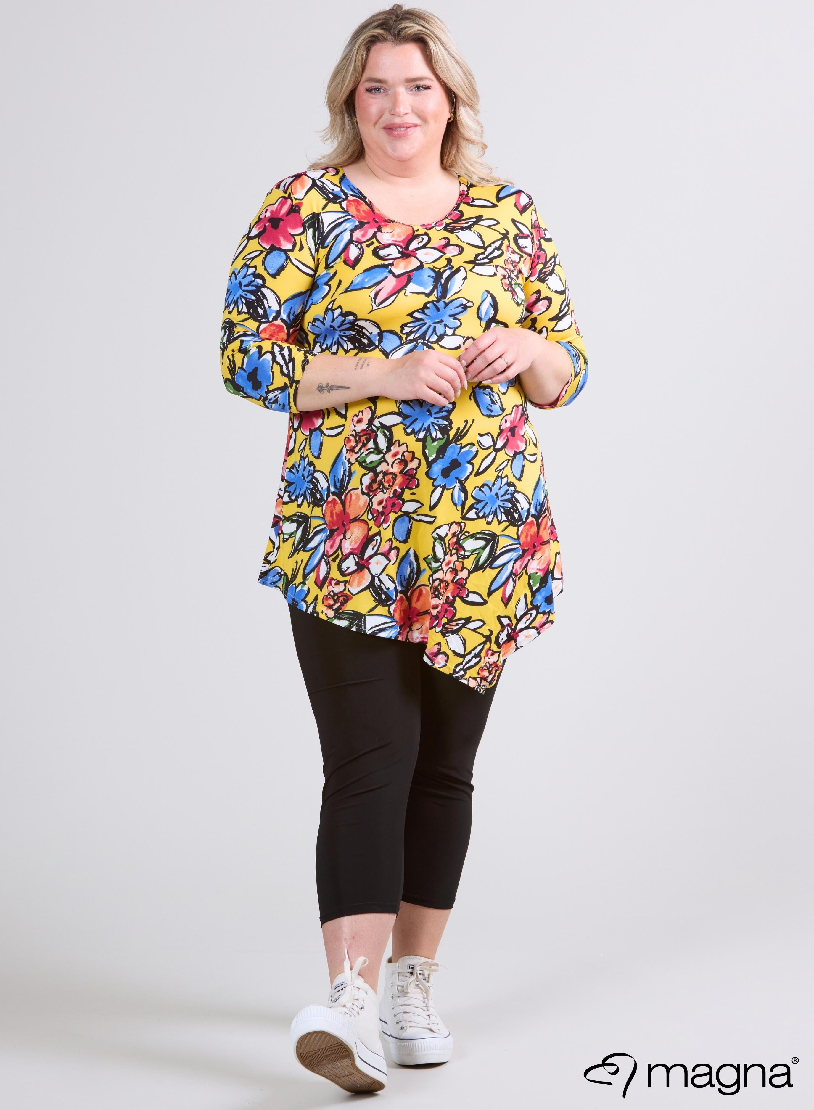 Magna Long Triangle Shirt / Tunic Flower Yellow