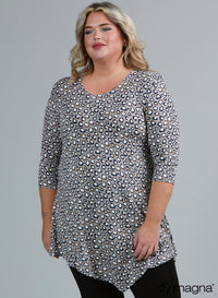 B-0093 - Tip Point Viscose Shirt Magna Black Simple Leopard Beige