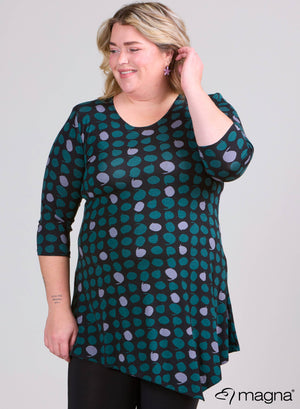 Magna Long Triangle Shirt / Tunika mit grünen Punkten