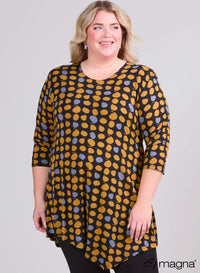 Magna Long Triangle Shirt / Tunic Dots Yellow