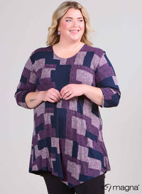 Magna Long Triangle Shirt / Tunic Blocks Plum