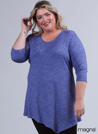 Magna Long Triangle Shirt / Tunic Small Print Purple