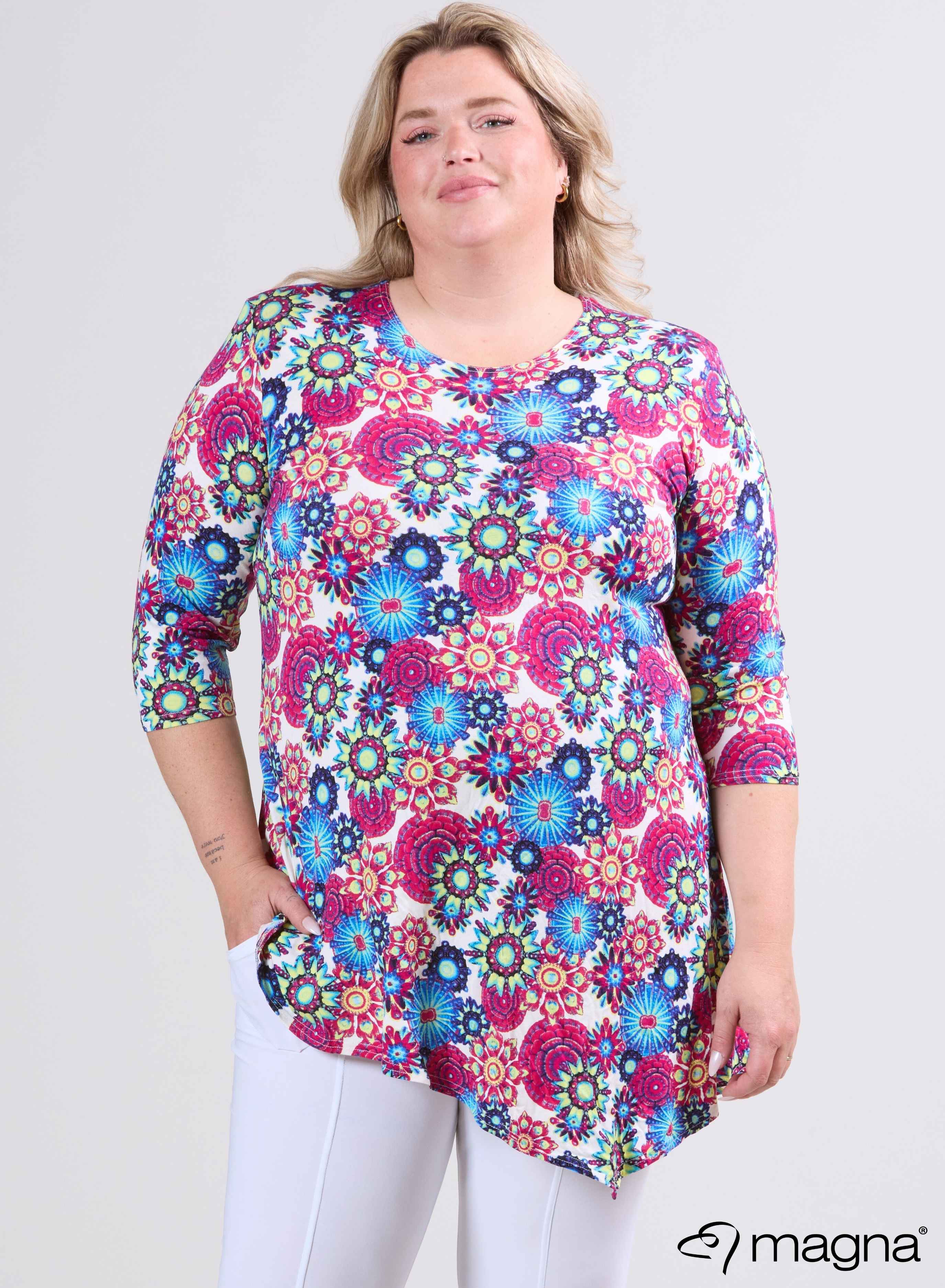 Magna Long Triangle Shirt / Tunic Pink Mandala