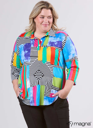Reisebluse mit Magna-TV-Print zum Aufrollen