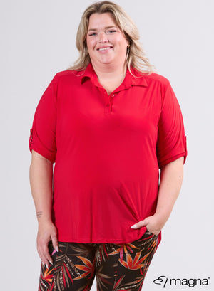 Magna Kurze Uni Bluse Rot