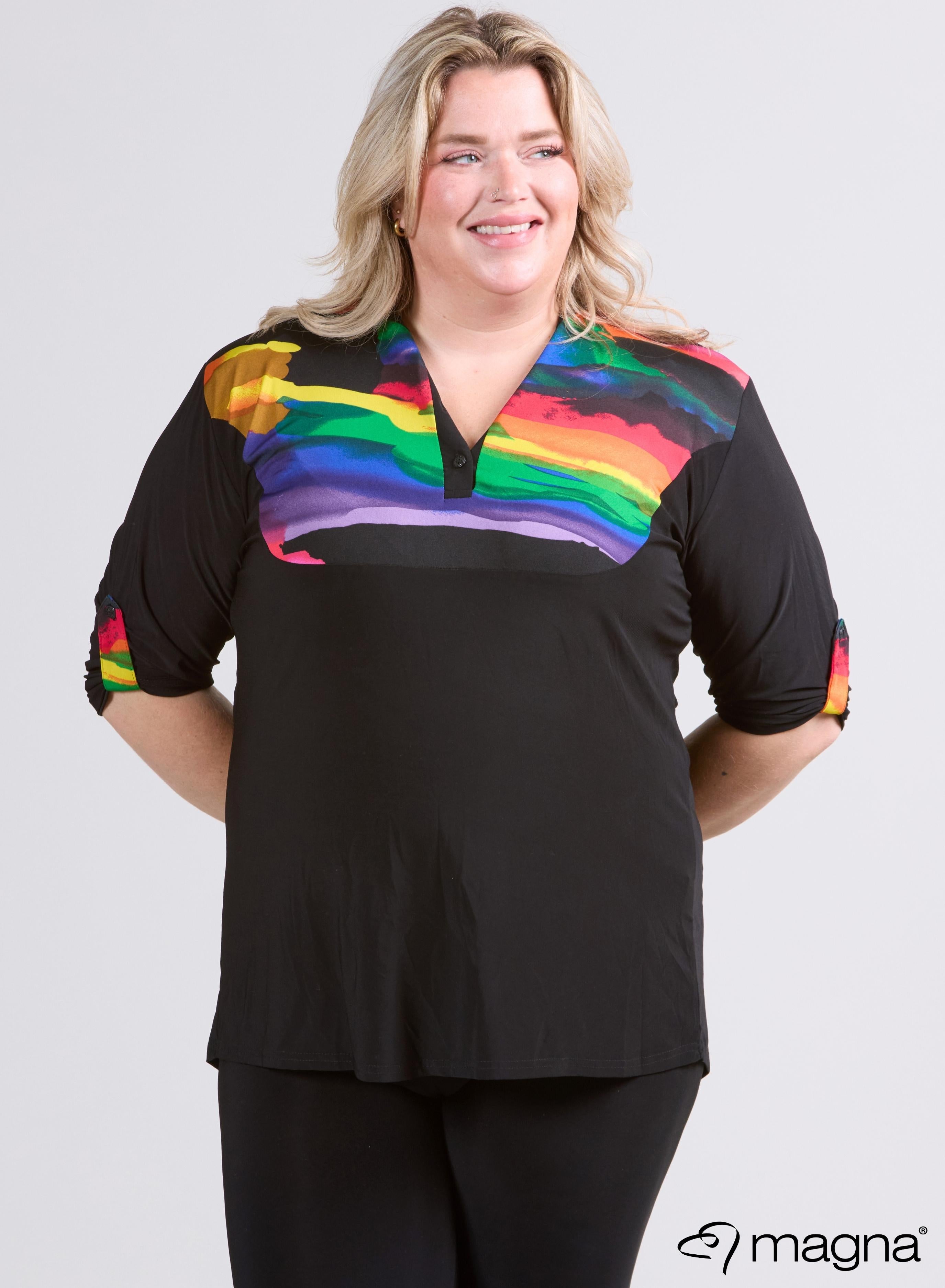Magna 2tone Bluse Regenbogen-Design