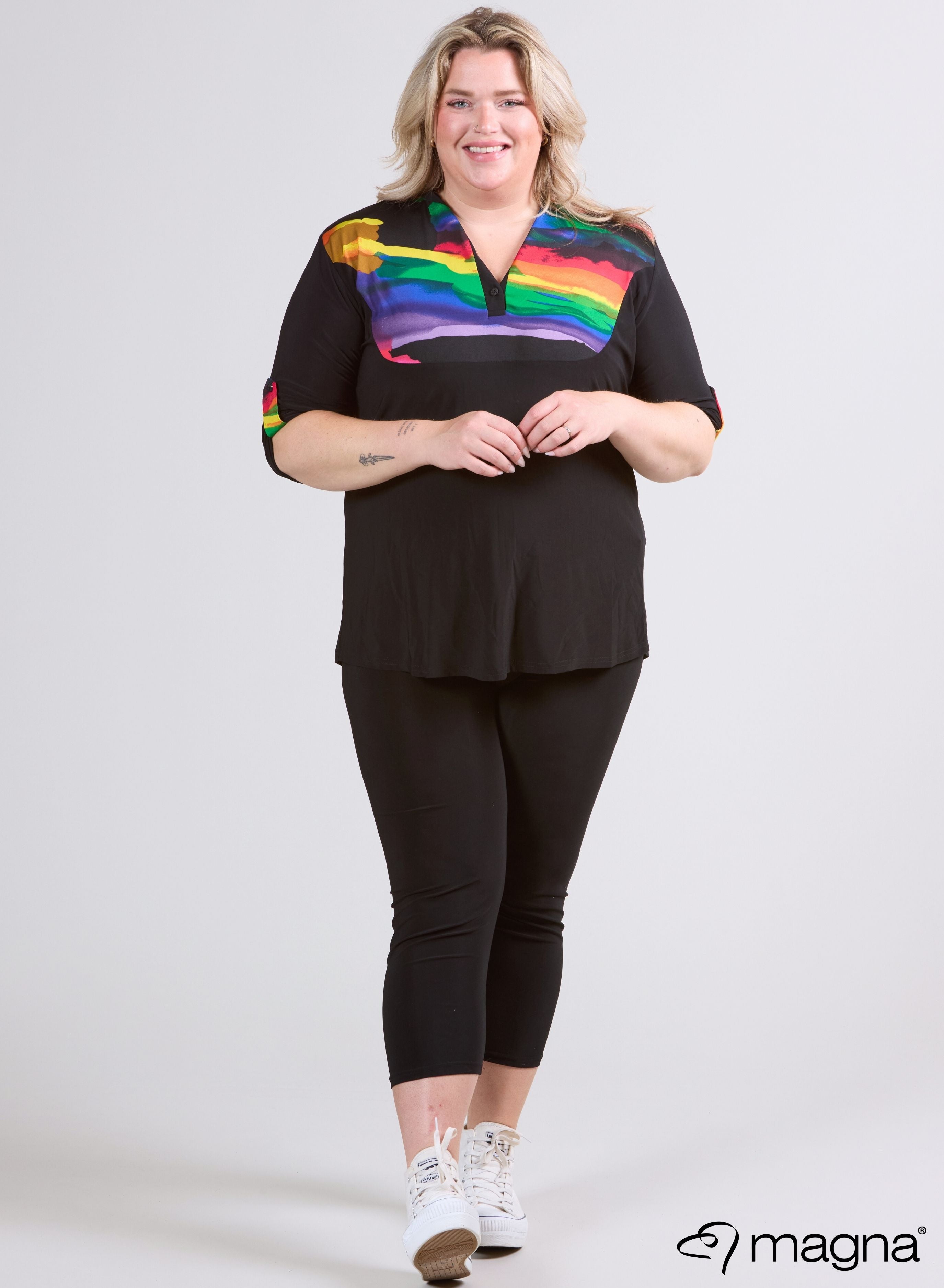 Magna 2tone Bluse Regenbogen-Design