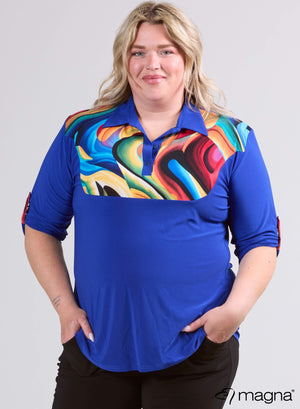 Magna 2tone Bluse Blaue Wellen
