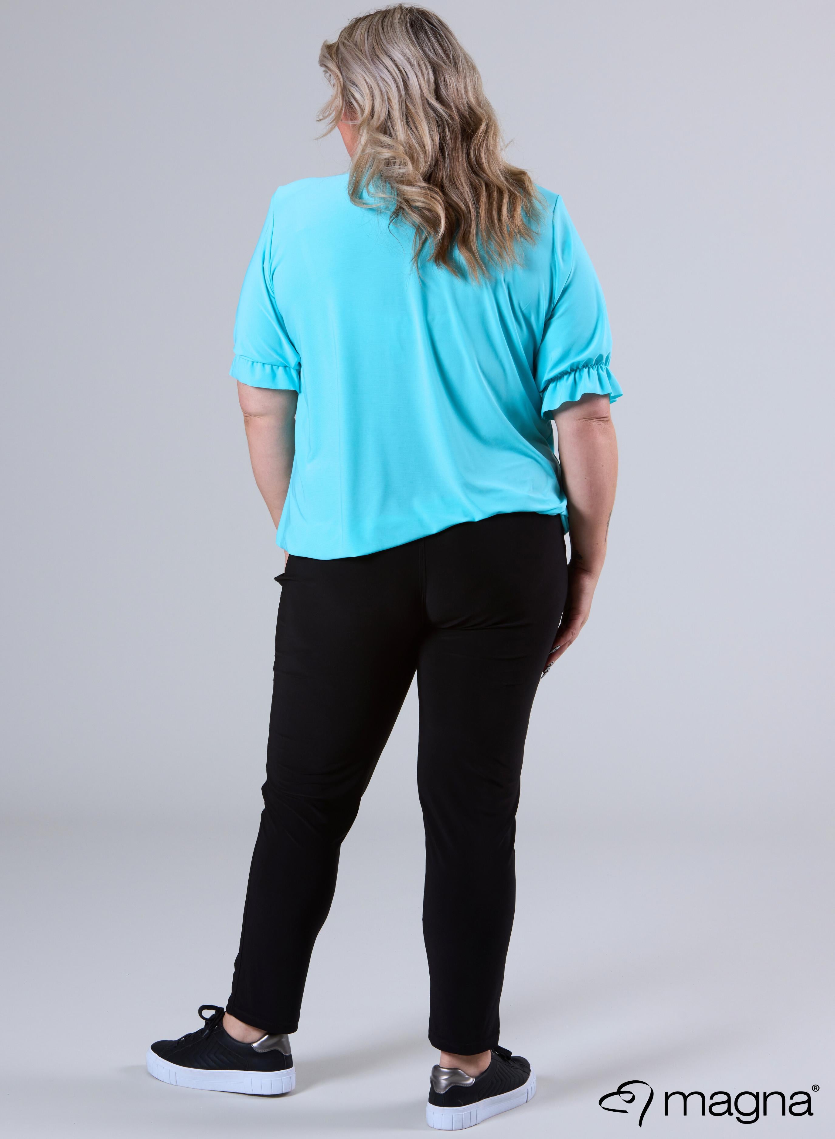 B-2102 - Rüschenhemd Solid Aqua
