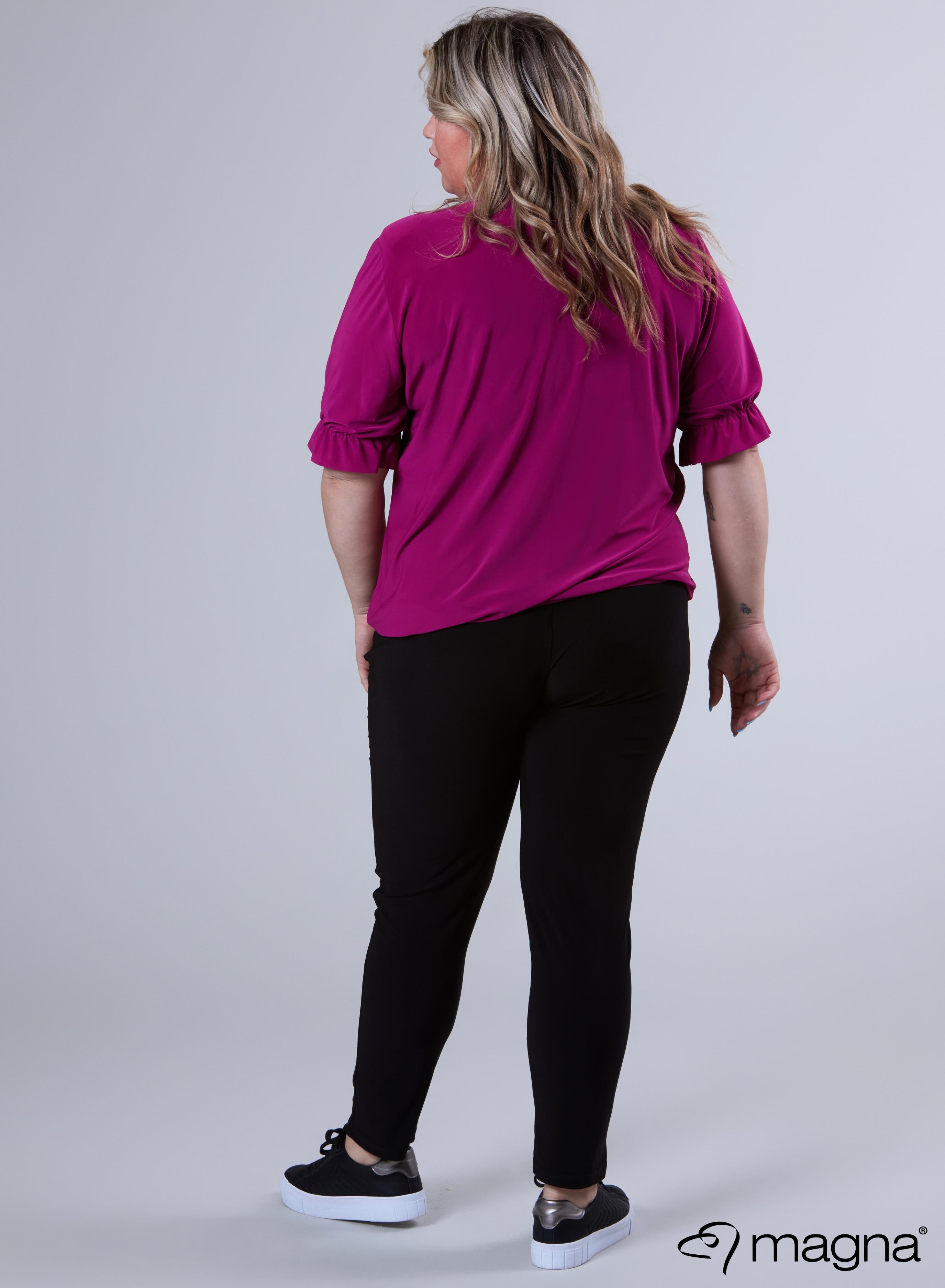 B-2102 - Rüschenhemd Einfarbig Dunkelfuchsia